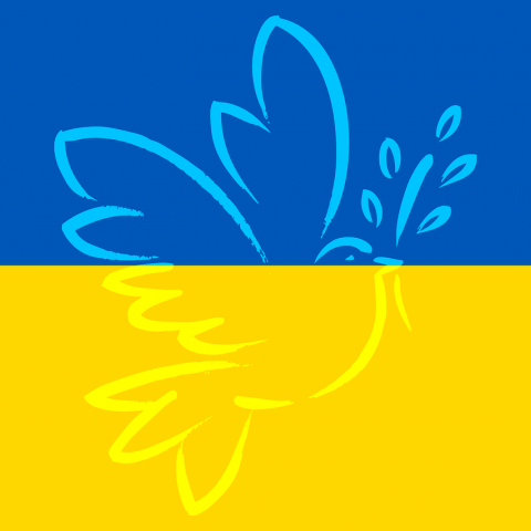 Ukrainan lippu ja rauhan kyyhky